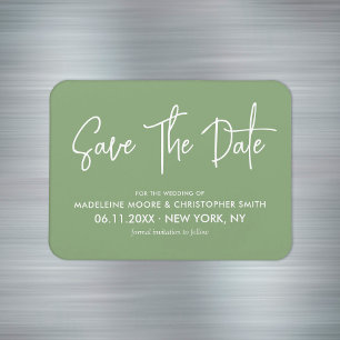 Magnet Flexible Sage Green Calligraphie Moderne Enregistrer La Dat