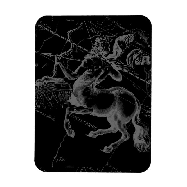Magnet Flexible Sagittarius Constellation Hevelius Map on Black (Vertical)