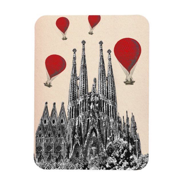 Magnet Flexible Sagrada Familia et Red Hot Air Balloons 2 (Vertical)