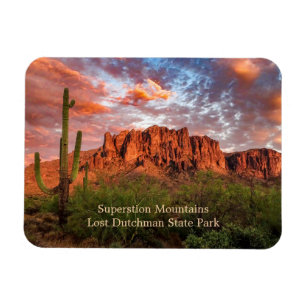 Magnet Flexible Saguaro Cactus Superstition Mountain Sunset Clouds
