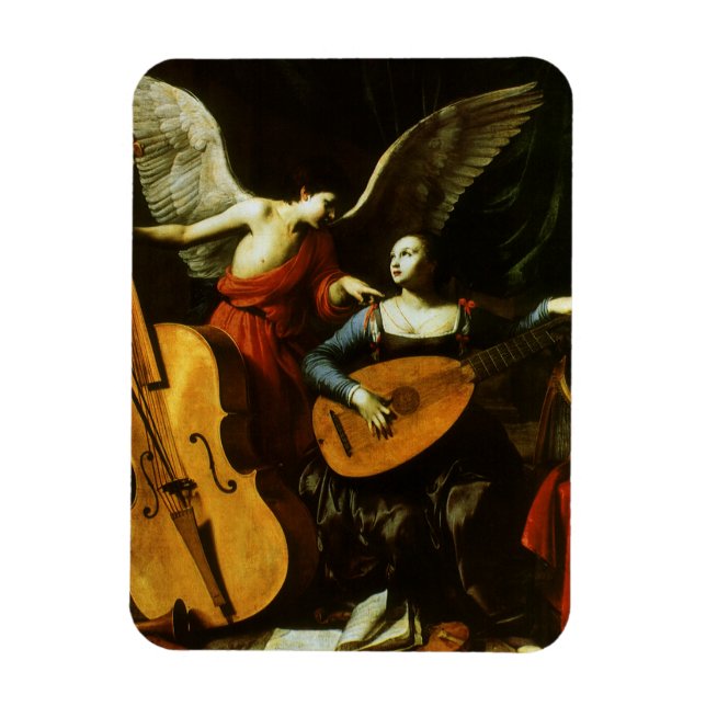 Magnet Flexible Saint Cecilia et l'ange par Carlo Saraceni (Vertical)