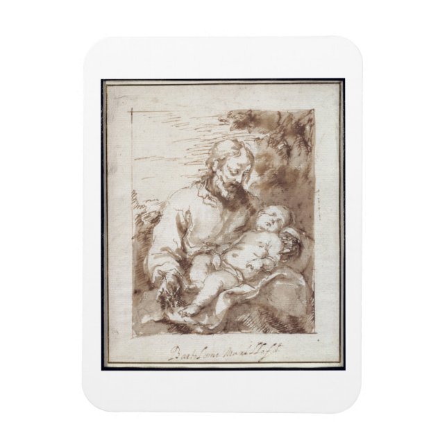 Magnet Flexible Saint-Joseph with the Sleeping Christ Child (pen & (Vertical)