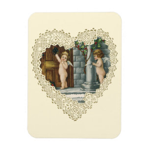 Magnet Flexible Saint-Valentin victorien, anges vintage avec lettr