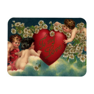 Magnet Flexible Saint-Valentin vintage victorien Chérubins au para