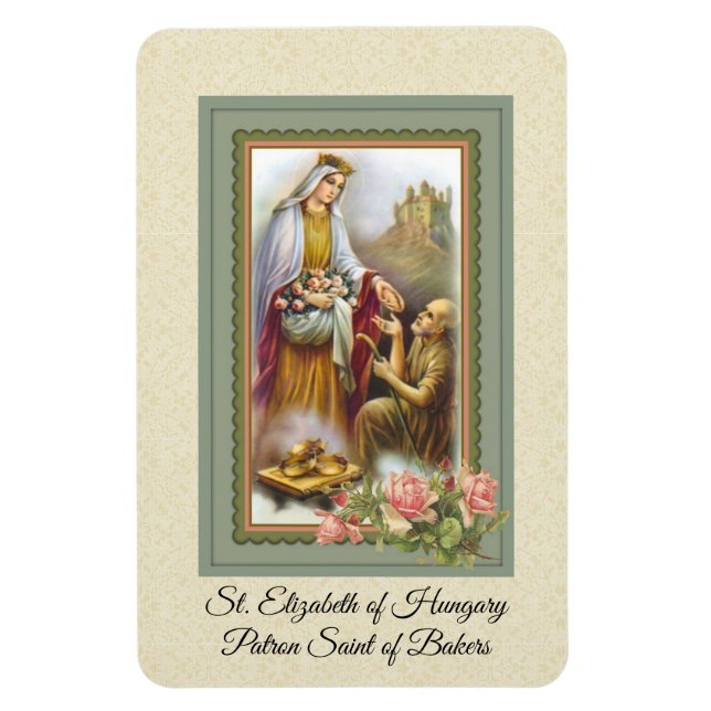 Magnet Flexible Sainte Élisabeth de Hongrie Patron Saint des Baker (Vertical)