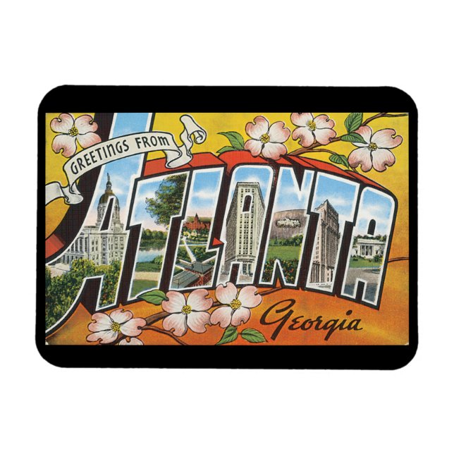 Magnet Flexible Salutations d'Atlanta Georgia_Vintage voyage (Horizontal)