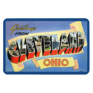 Magnet Flexible Salutations de Cleveland, Ohio Carte Postale Vinta
