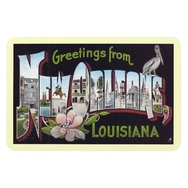 Magnet Flexible Salutations de la Nouvelle-Orléans, Louisiana Vint (Horizontal)