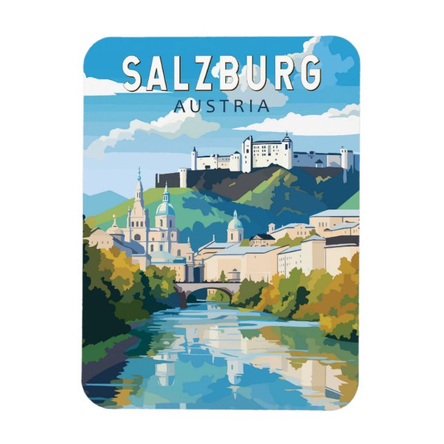 Magnet Flexible Salzbourg Autriche Travel Art Vintage (Vertical)