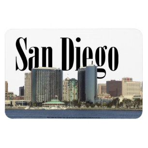 Magnet Flexible San Diego CA Skyline avec San Diego dans le ciel