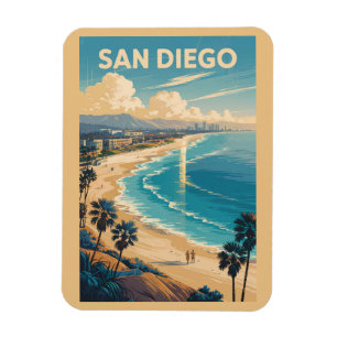 Magnet Flexible San Diego California Skyline Travel Art Vintage