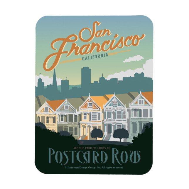 Magnet Flexible San Francisco, CA - Ligne carte postale (Vertical)