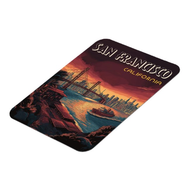 Magnet Flexible San Francisco Skyline avec Golden Gate Bridge (Côté Gauche)