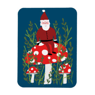 Magnet Flexible Santa Claus on Magical Mushroom Xmas