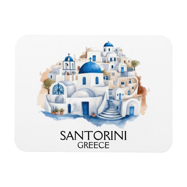 Magnet Flexible Santorin Grèce Bleu Toit Bâtiments Architecture (Horizontal)