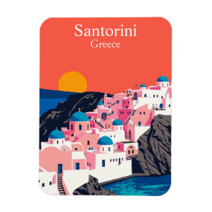 Magnet Flexible Santorin, Grèce Vintage voyage Blue Domes