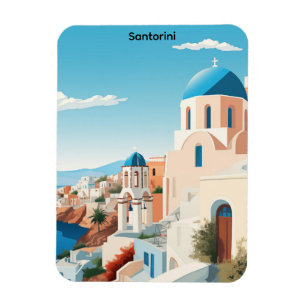 Magnet Flexible Santorin Rétro Grèce Méditerranée Bleu & Blanc