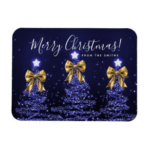 Magnet Flexible Sapins de Noël Bleu Marine Férié Salutation Or