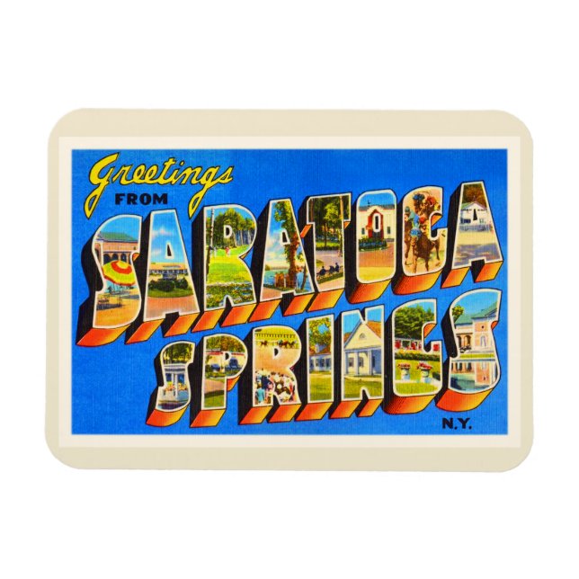 Magnet Flexible Saratoga Springs New York NY Vieux souvenir de voy (Horizontal)