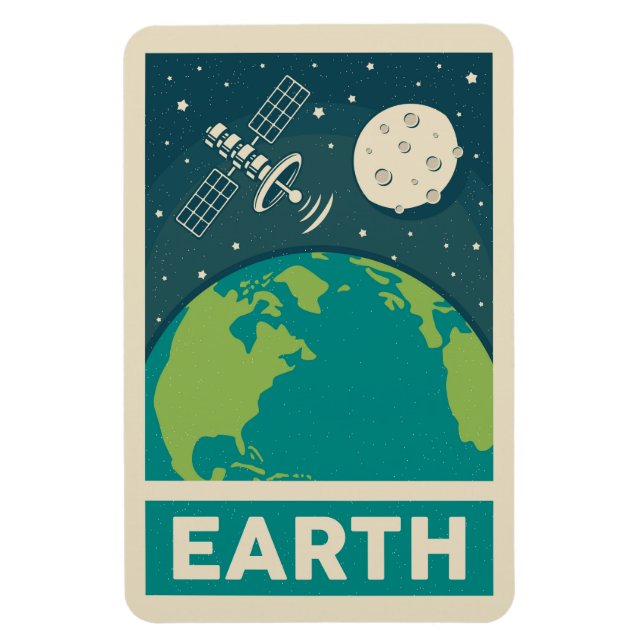 Magnet Flexible Satellite Earth Retro Galaxy (Vertical)