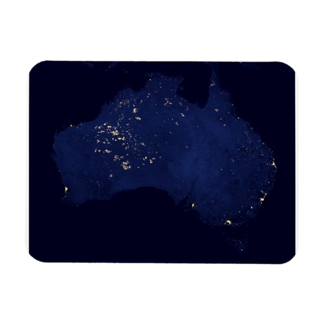 Magnet Flexible Satellite Les Lumières Nocturnes De L'Australie. (Horizontal)