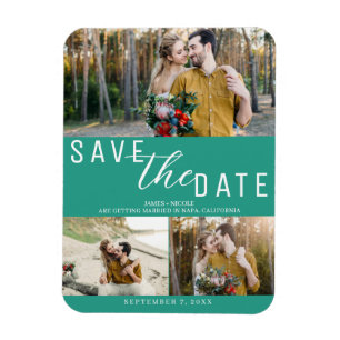 Magnet Flexible Sauvegarder la date de mariage Teal 3 Photos