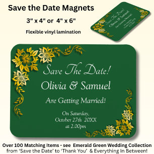 Magnet Flexible Sauvegarder la date - Émeraude vert et or