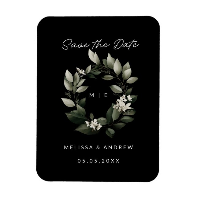 Magnet Flexible Sauvegarder la date verte Wreath (Vertical)