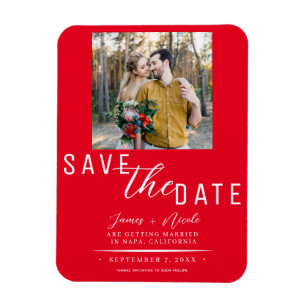 Magnet Flexible Sauver la Date Photo Mariage Rouge