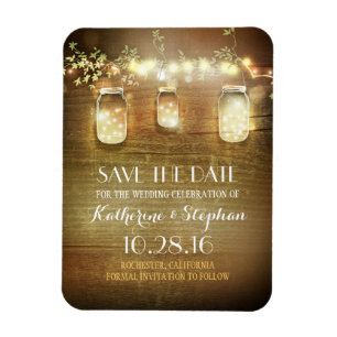 Magnet Flexible Sauvez la date Rustic Grange Bois Mason Jarres