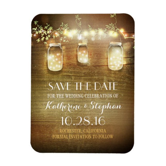 Magnet Flexible Sauvez la date Rustic Grange Bois Mason Jarres (Vertical)