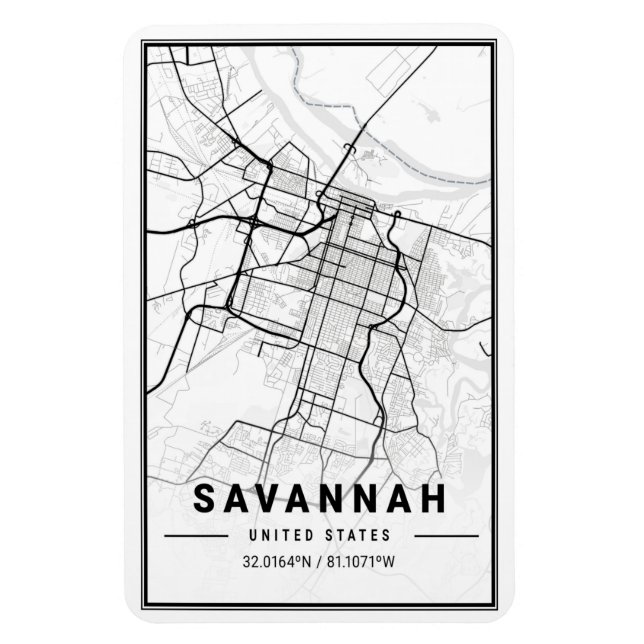 Magnet Flexible Savannah Georgia USA Plan de la ville de voyage (Vertical)