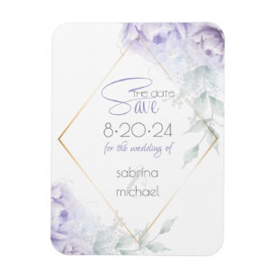 Magnet Flexible Save the date   Pale Lilac Aquarelle Peonies
