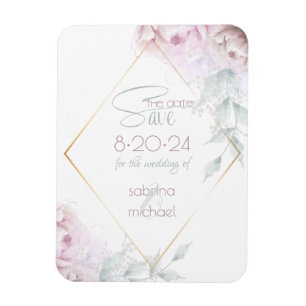 Magnet Flexible Save the date   Peine d'aquarelle à crème blanche 