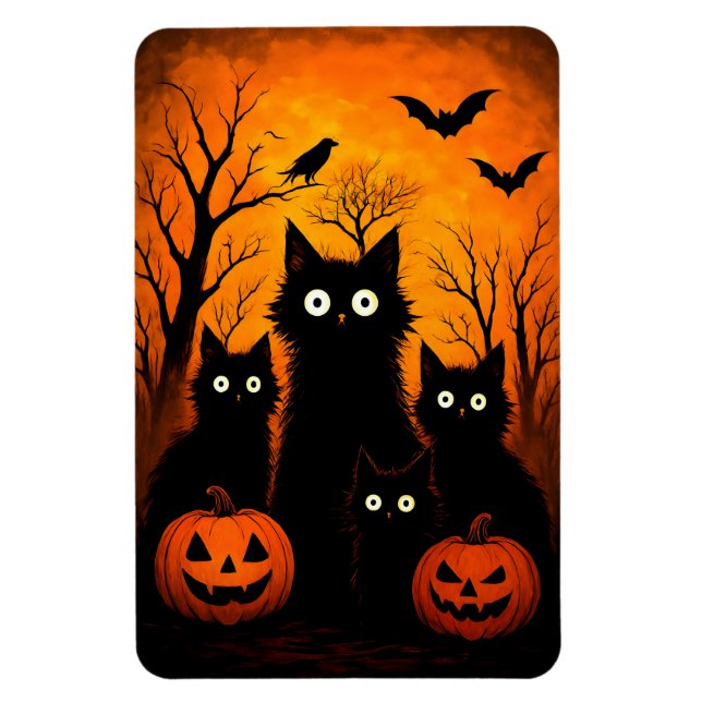 Magnet Flexible Scary Halloween Cats and Bats Design | Dark Horror (Vertical)