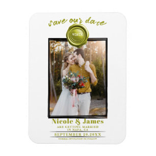 Magnet Flexible Sceau de cire Chartreuse Photo Mariage Date à rete