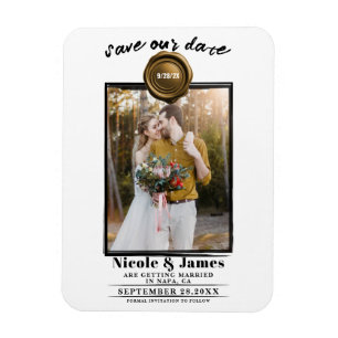 Magnet Flexible Sceau de cire or foncé Photo mariage Enregistrer l