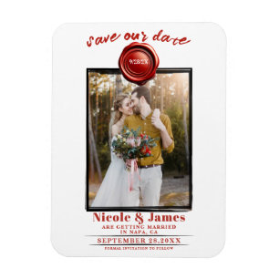 Magnet Flexible Sceau de cire rouge Mariage photo Enregistrer la d