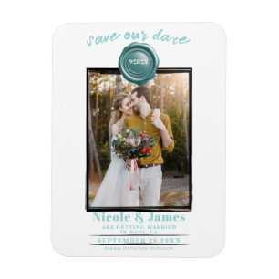 Magnet Flexible Sceau de cire turquoise Photo Mariage Enregistrer 