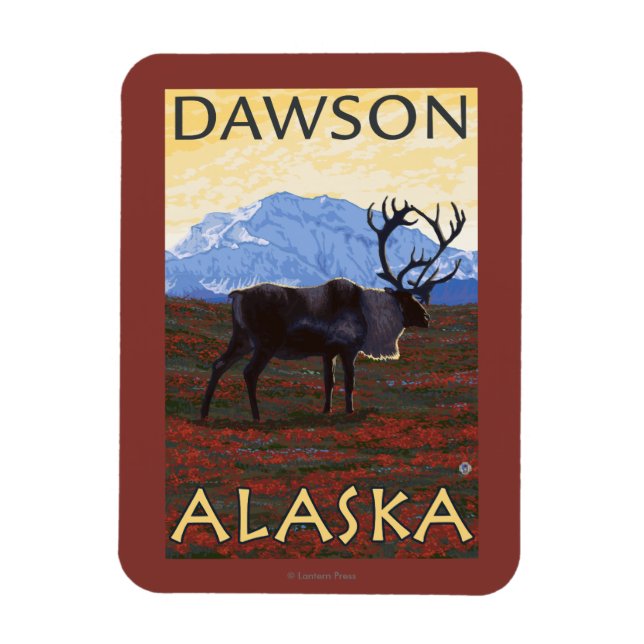 Magnet Flexible Scène Caribou - Dawson, Alaska (Vertical)