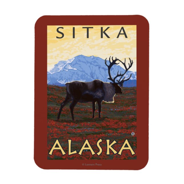 Magnet Flexible Scène Caribou - Sitka, Alaska (Vertical)