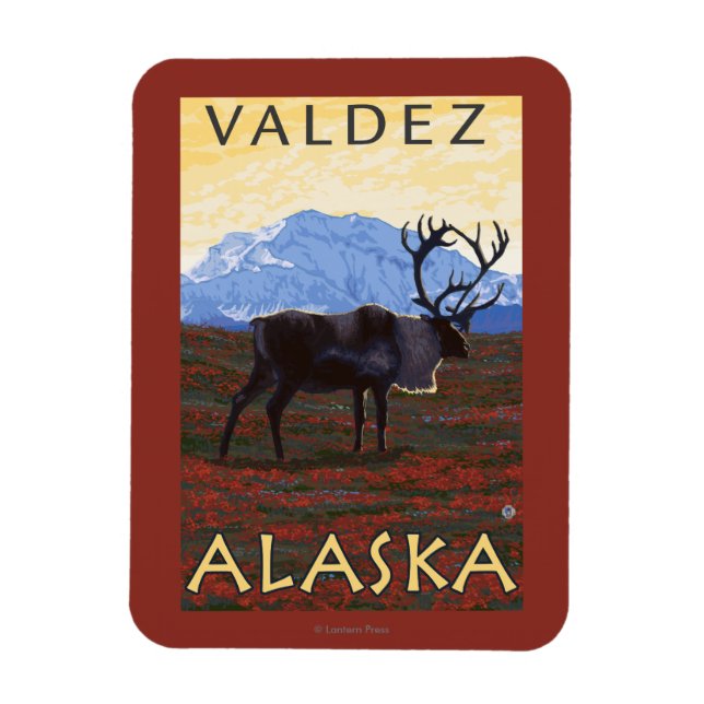 Magnet Flexible Scène Caribou - Valdez, Alaska (Vertical)