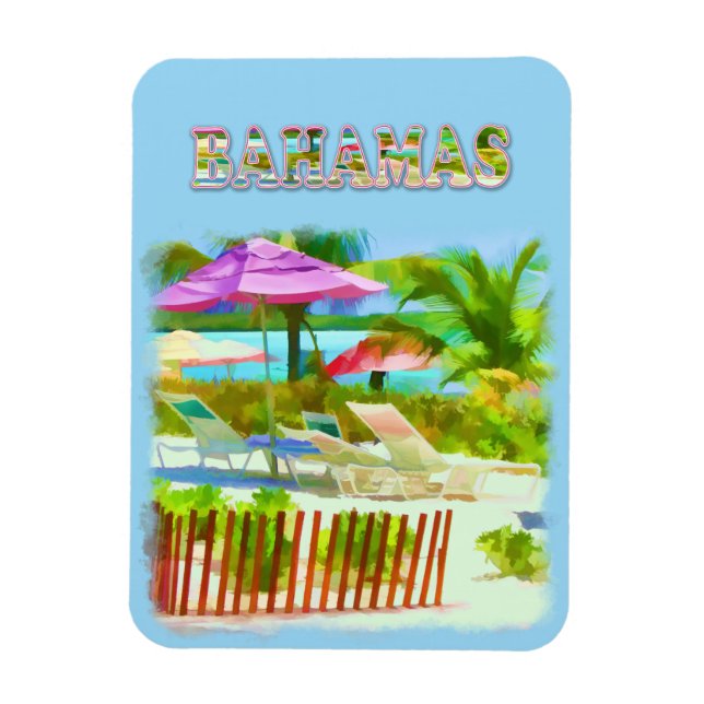 Magnet Flexible Scène de plage des îles Bahama tropicales (Vertical)