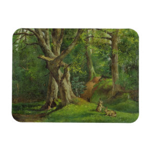 Magnet Flexible Scène de région boisée avec des lapins, 1862