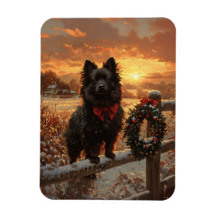 Magnet Flexible Schipperke Chien Russe coucher de soleil hivernal