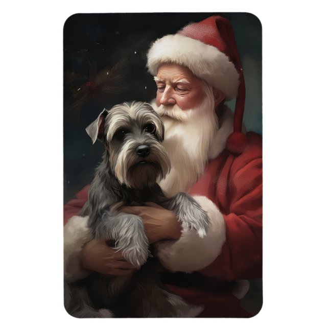 Magnet Flexible Schnauzer avec Noël Festif du Père Noël (Vertical)