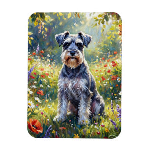 Magnet Flexible Schnauzer dans une prairie de fleurs sauvages Flex