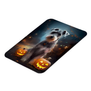 Magnet Flexible Schnauzer d'Halloween avec la peur Citrouille