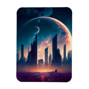 Magnet Flexible Science-fiction Cyberpunk Space City