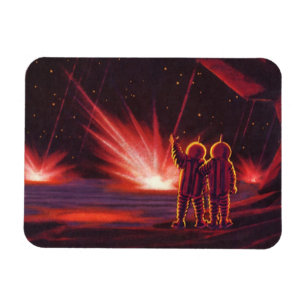 Magnet Flexible Science-fiction vintage d'alien sur une planète ro